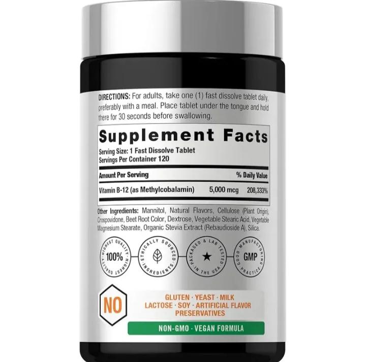 Vitamina B12 (5000mcg) - 120 Tab. subligual - Imagen 2