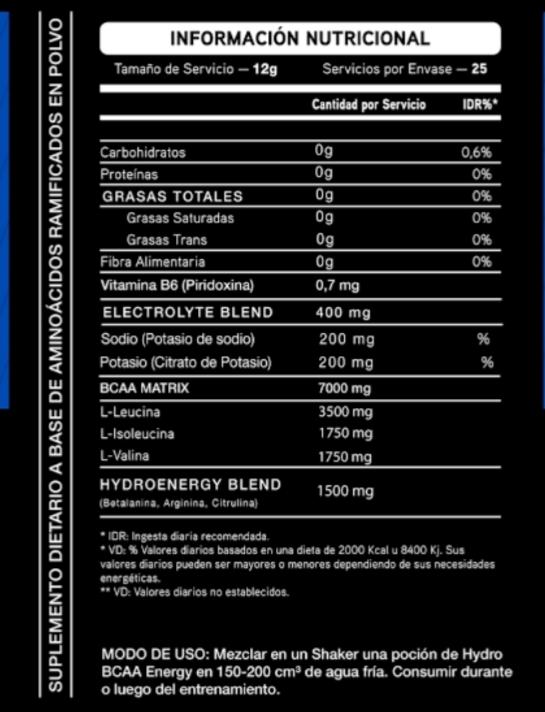 Hidro BCAA + Electrolitos - 25 serv. - Imagen 2